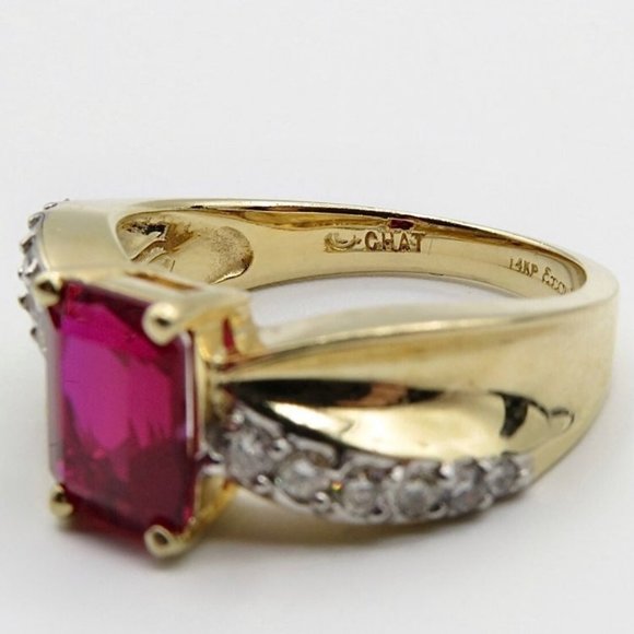 Vintage 14k Gold Ruby & Diamond Accent Ring Marked Exquisite Size 6 - Picture 10 of 12